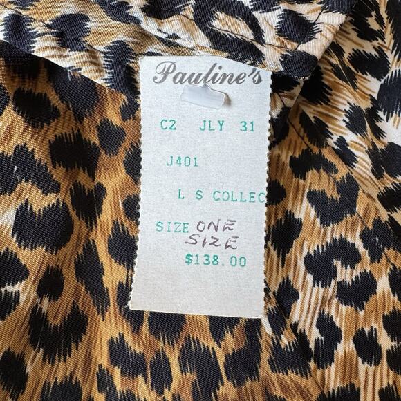 VTG L S Sports Cinch Waist Utility Jacket Womens OS Cheetah Print 100% Polyester - Picture 3 of 6